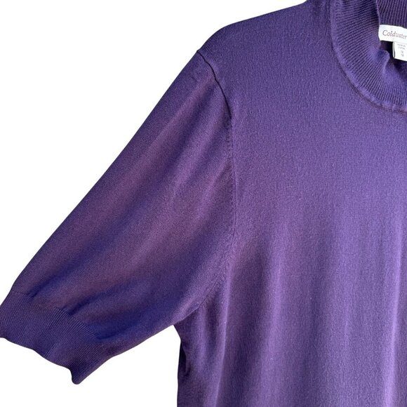 Coldwater Creek Womens Purple Mock Neck Stretch Short Sleeve Sweater Blouse 1X - Picture 6 of 9